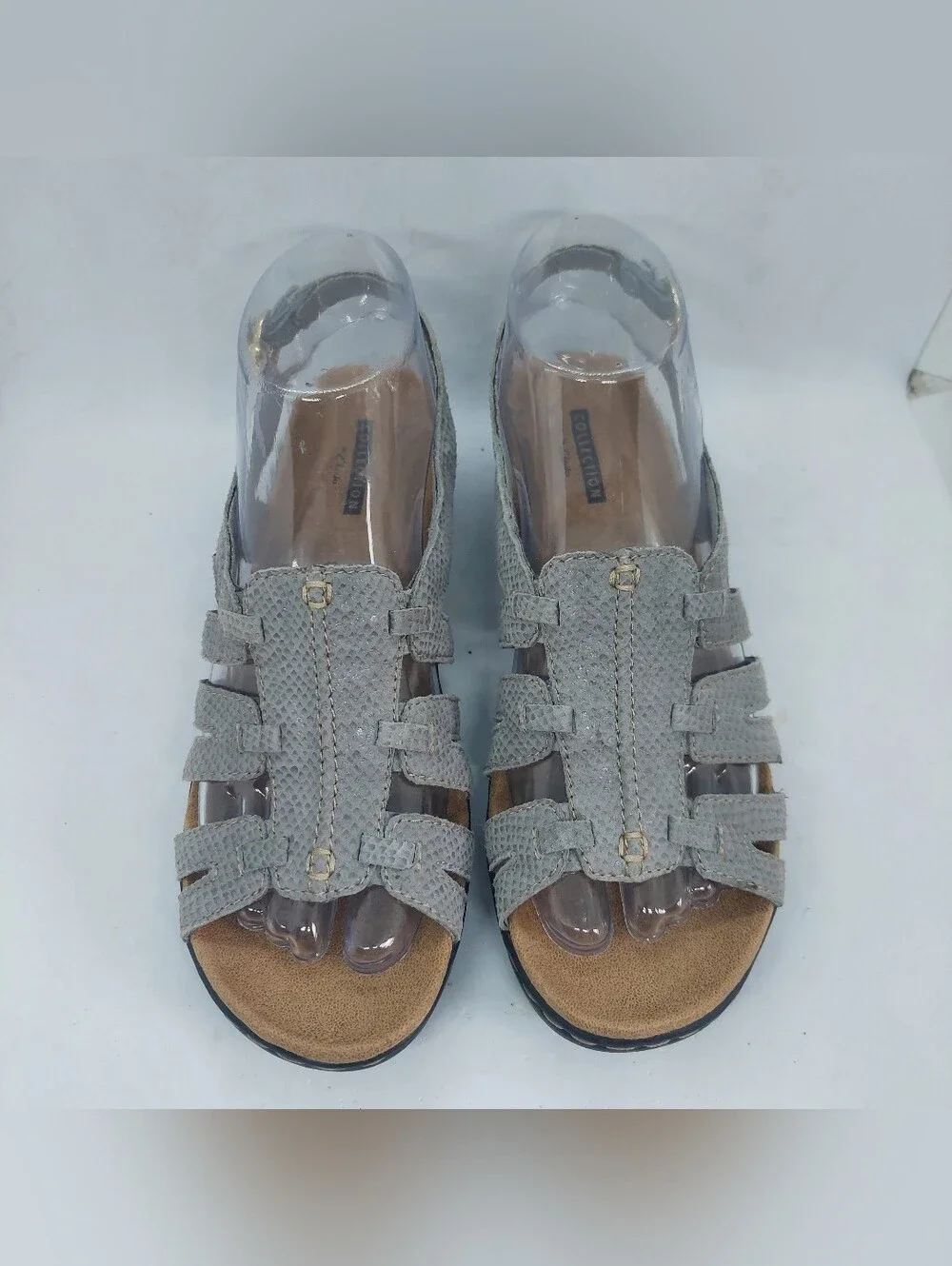 Clarks Lexi Marigold Sandals Gray Snakeskin Slingback Womens Size 7M Casual